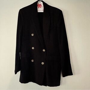Women’s forever 21 double breasted buttons black blazer suit jacket  size small